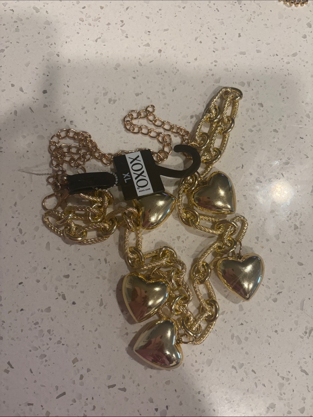 XOXO Shiny Gold Heart Charm Link Necklace